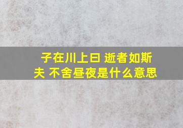 子在川上曰 逝者如斯夫 不舍昼夜是什么意思